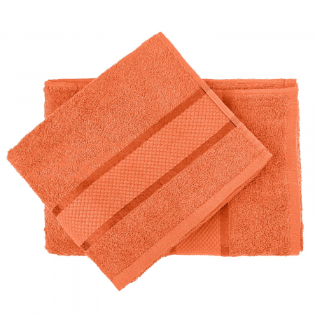 Set 2 Prosoape Baie, Bumbac 100%, 400g/m², Linii, Portocaliu [1]