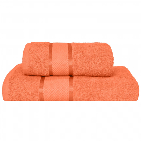 Set 2 Prosoape, Greek, Bumbac 100% - Set 2 Prosoape Baie, Bumbac 100%, 400g/m², Linii, Portocaliu