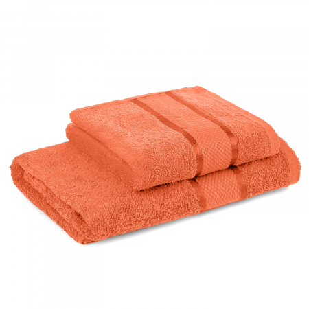 Set 2 Prosoape Baie, Bumbac 100%, 400g/m², Linii, Portocaliu [2]