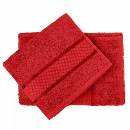 Set 2 Prosoape Baie, Bumbac 100%, 400g/m², Linii, Rosu [2]