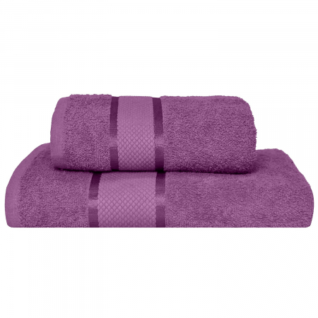 Set 2 Prosoape, Greek, Bumbac 100% - Set 2 Prosoape Baie, Bumbac 100%, 400g/m², Linii, Mov