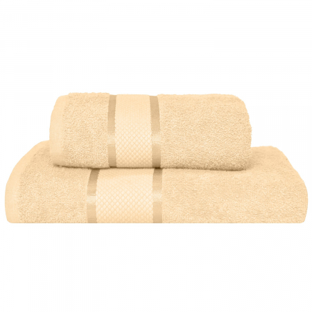 Set 2 Prosoape, Greek, Bumbac 100% - Set 2 Prosoape Baie, Bumbac 100%, 400g/m², Linii, Crem
