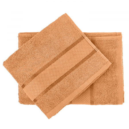 Set 2 Prosoape Baie, Bumbac 100%, 400g/m², Linii, Portocaliu Piersica [1]