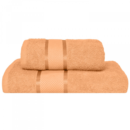 Set 2 Prosoape, Greek, Bumbac 100% - Set 2 Prosoape Baie, Bumbac 100%, 400g/m², Linii, Portocaliu Piersica