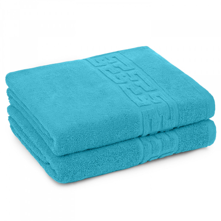 Set 2 Prosoape, Greek, Bumbac 100% - Set 2 Prosoape, Greek, Bumbac 100%, 550g/m², Turcoaz deschis