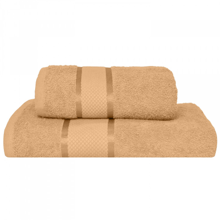 Set 2 Prosoape, Greek, Bumbac 100% - Set 2 Prosoape Baie, Bumbac 100%, 400g/m², Linii, Bej