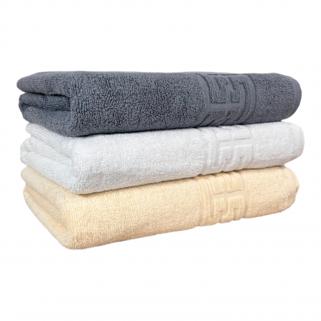 Seturi Cu 3 Prosoape 100% Bumbac - Set 3 Prosoape Baie, Bumbac 100% - Gri / Alb / Crem