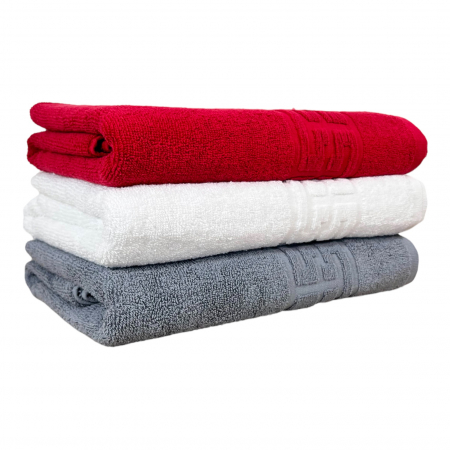 Seturi Cu 3 Prosoape 100% Bumbac - Set 3 Prosoape Baie, Bumbac 100% - Rosu / Alb / GrI