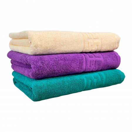 PROSOAPE BUMBAC 100% - Set 3 Prosoape Baie, Bumbac 100% - Crem / Mov / Verde