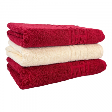PROSOAPE BUMBAC 100% - Set 3 Prosoape Baie, Bumbac 100% - Rosu / Crem