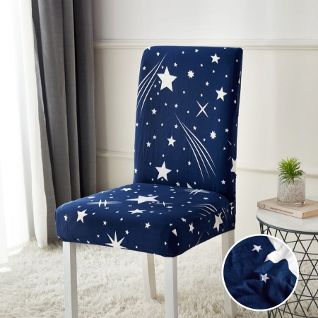 Huse Scaune - Set Huse Elastice pentru Scaun, 4 Piese, Cu Elastic, Falling Stars