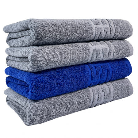 PROSOAPE BUMBAC 100% - Set 4 Prosoape Baie, Bumbac 100%, Gri / Albastru