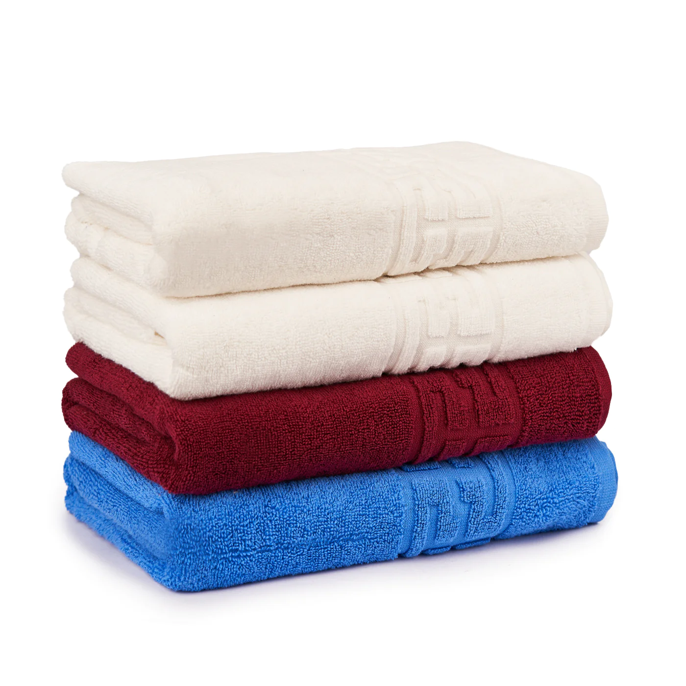 PROSOAPE BUMBAC 100% - Set 4 Prosoape Baie, Bumbac 100% - Alb / Visiniu / Bleu