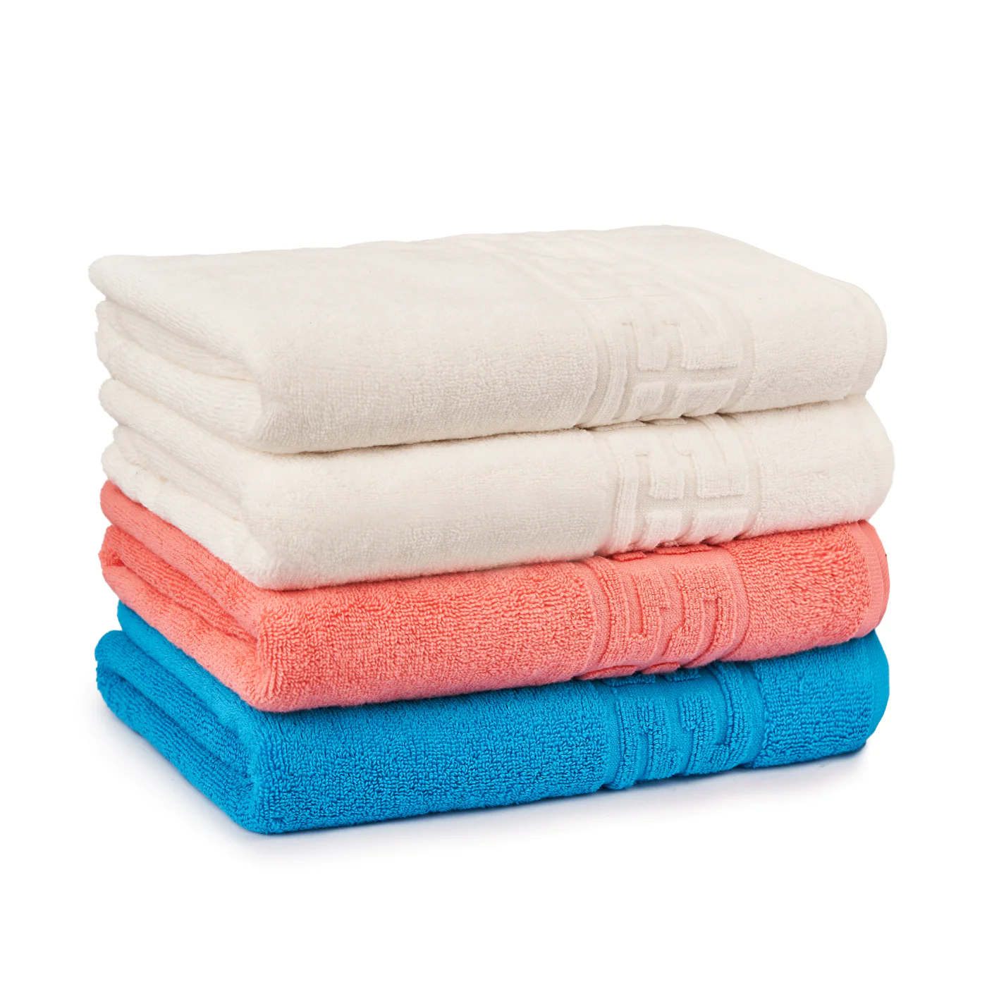 PROSOAPE BUMBAC 100% - Set 4 Prosoape Baie, Bumbac 100% - Alb / Corai / Bleu