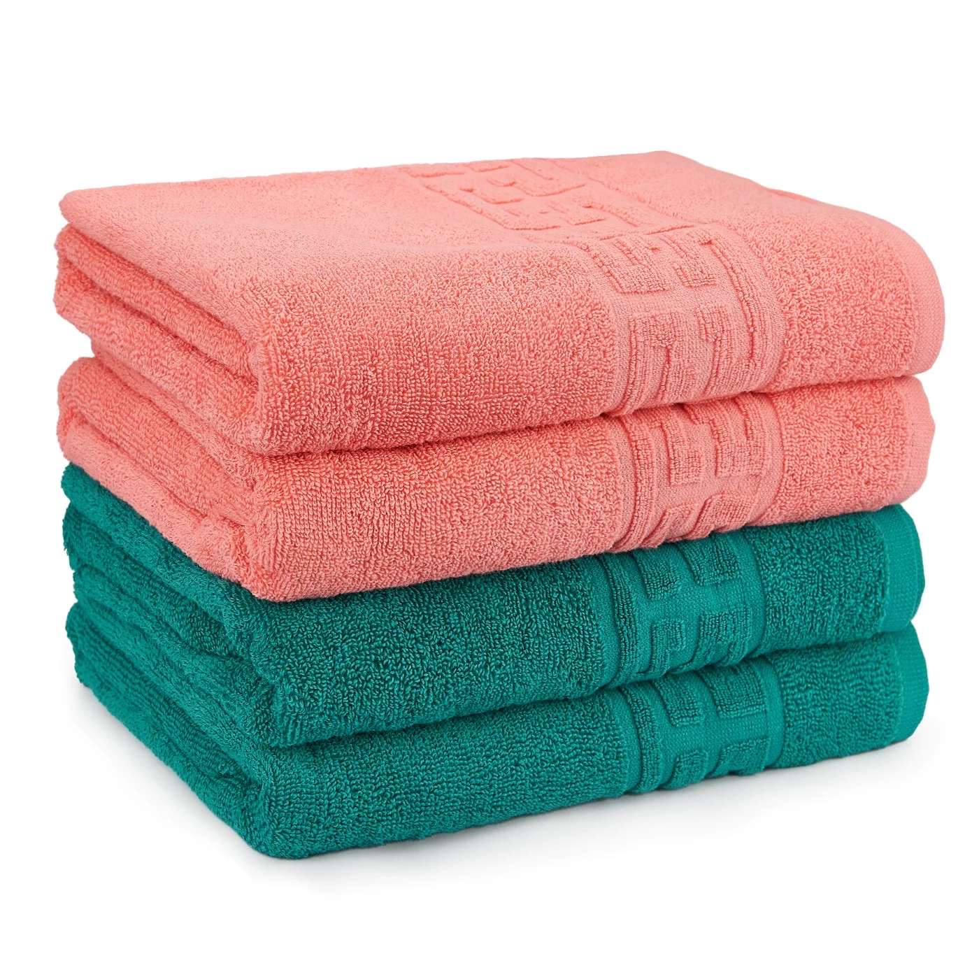 PROSOAPE BUMBAC 100% - Set 4 Prosoape Baie, Bumbac 100% - Corai / Verde