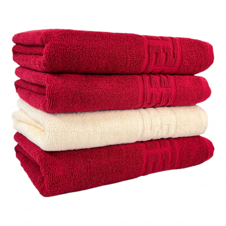 PROSOAPE BUMBAC 100% - Set 4 Prosoape Baie, Bumbac 100% - Rosu / Crem