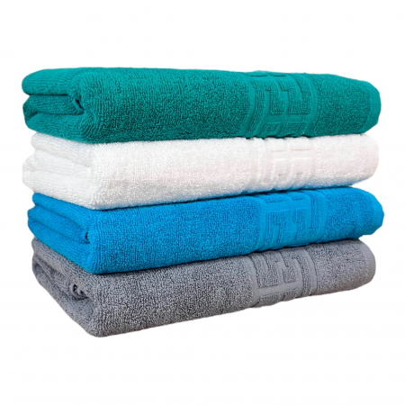 Seturi Cu 4 Prosoape 100% Bumbac - Set 4 Prosoape Baie, Bumbac 100% - Verde / Alb / Bleu / Gri