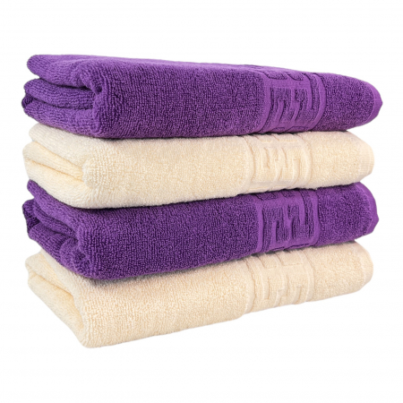 PROSOAPE BUMBAC 100% - Set 4 Prosoape Baie, Bumbac 100% - Mov / Crem
