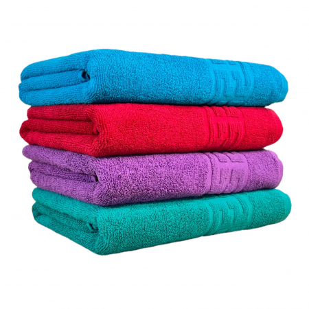 Seturi Cu 4 Prosoape 100% Bumbac - Set 4 Prosoape Baie, Bumbac 100% - Bleu / Rosu / Mov / Verde