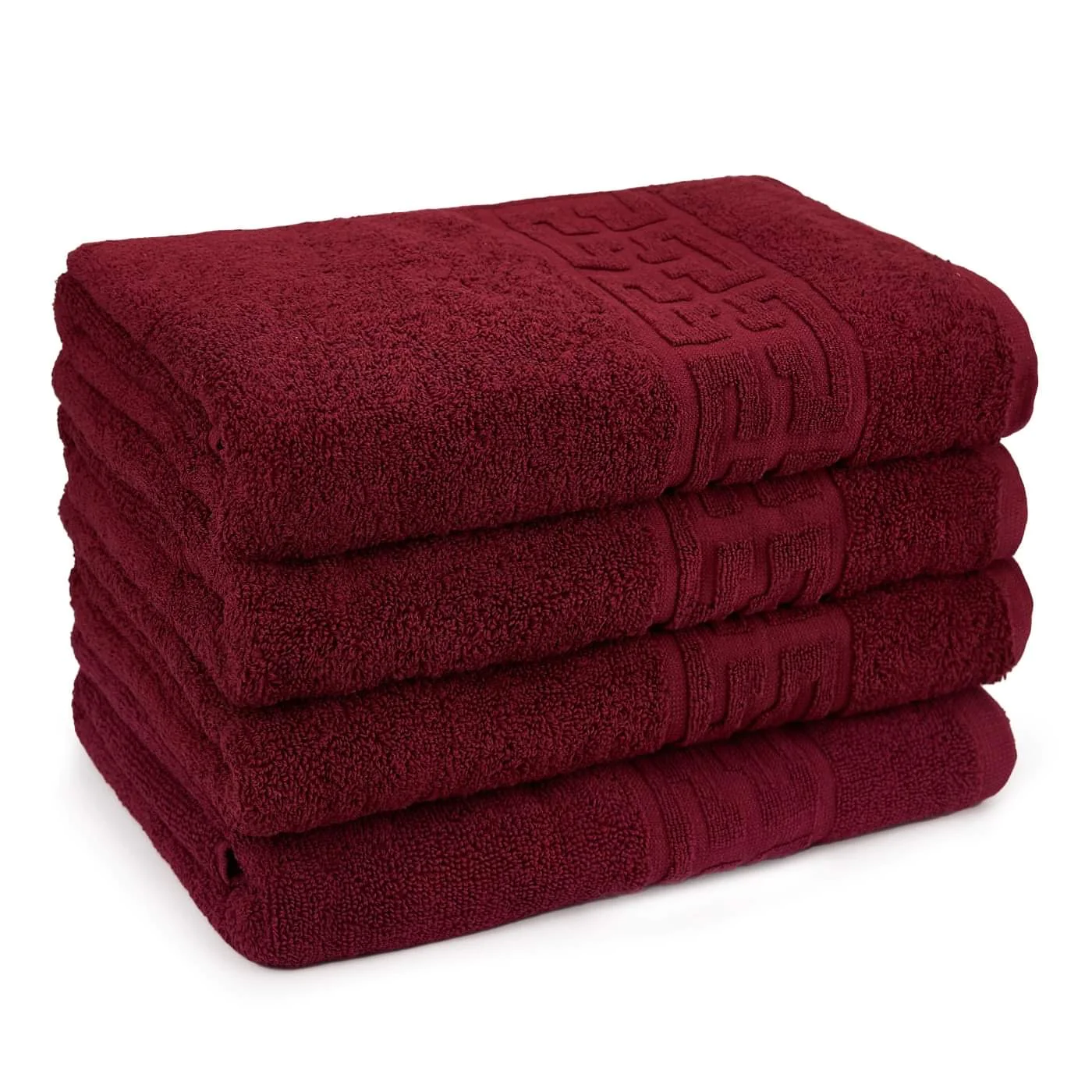 Seturi Cu 4 Prosoape 100% Bumbac - Set 4 Prosoape Baie, Bumbac 100% - Visiniu
