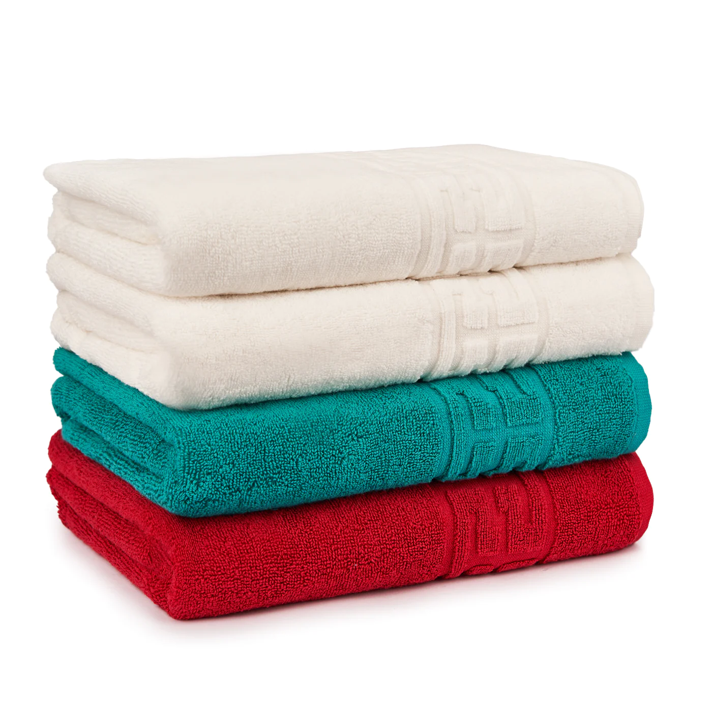 PROSOAPE BUMBAC 100% - Set 4 Prosoape Baie, Bumbac 100% - Alb / Verde / Rosu