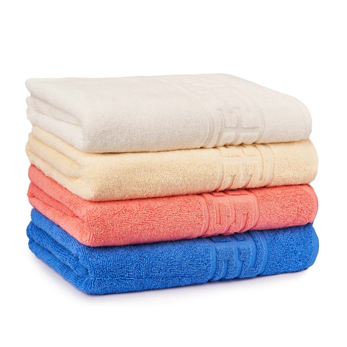 Seturi Cu 4 Prosoape 100% Bumbac - Set 4 Prosoape Baie, Bumbac 100% - Alb / Crem / Corai / Albastru