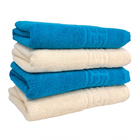 PROSOAPE BUMBAC 100% - Set 4 Prosoape Baie, Bumbac 100% - Bleu / Crem