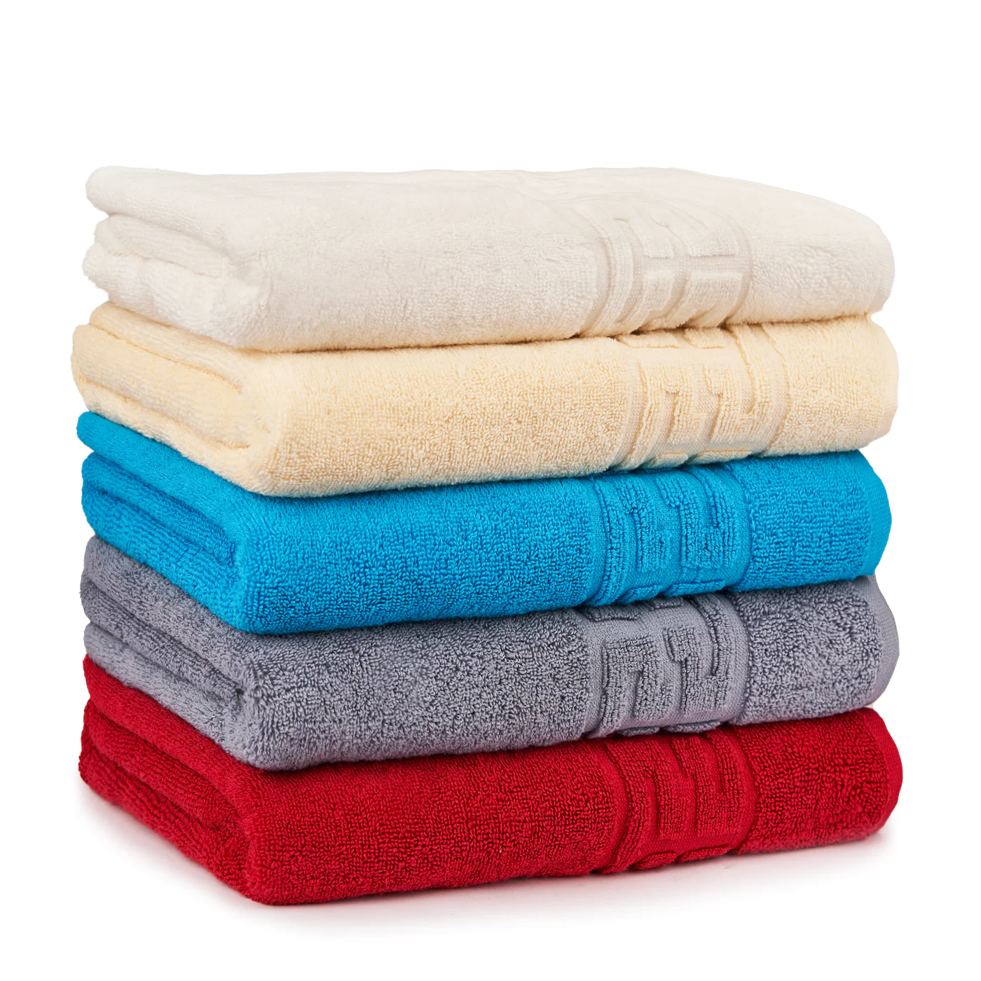 PROSOAPE BUMBAC 100% - Set 5 Prosoape Baie, Bumbac 100% - Alb / Crem / Bleu / Gri / Rosu