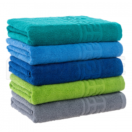 Seturi Cu 5 Prosoape 100% Bumbac - Set 5 Prosoape Baie, Bumbac 100% - Verde Inchis/Bleu/Albastru/Verde/Gri