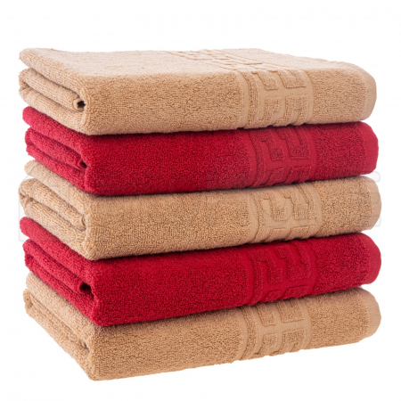 PROSOAPE BUMBAC 100% - Set 5 Prosoape Baie, Bumbac 100%, Rosu / Maro