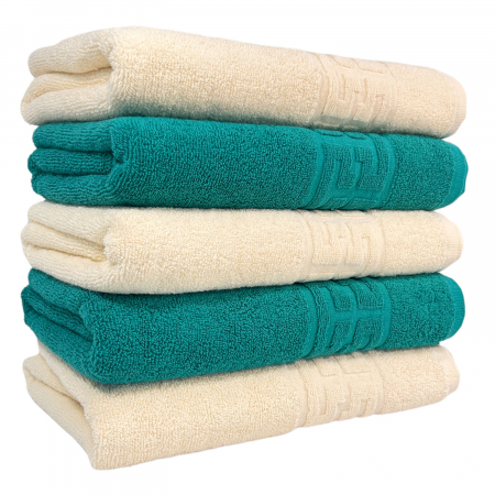 PROSOAPE BUMBAC 100% - Set 5 Prosoape Baie, Bumbac 100%, Verde/ Bej