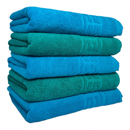 Seturi Cu 5 Prosoape 100% Bumbac - Set 5 Prosoape Baie, Bumbac 100%, Verde/ Bleu