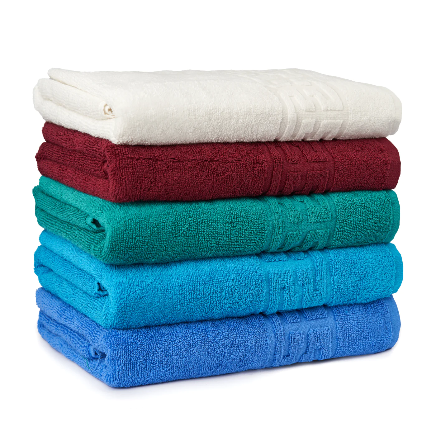 PROSOAPE BUMBAC 100% - Set 5 Prosoape Baie, Bumbac 100% - Alb / Visiniu / Verde / Albastru / Bleu