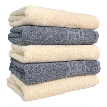 PROSOAPE BUMBAC 100% - Set 5 Prosoape Baie, Bumbac 100%, Gri / Bej