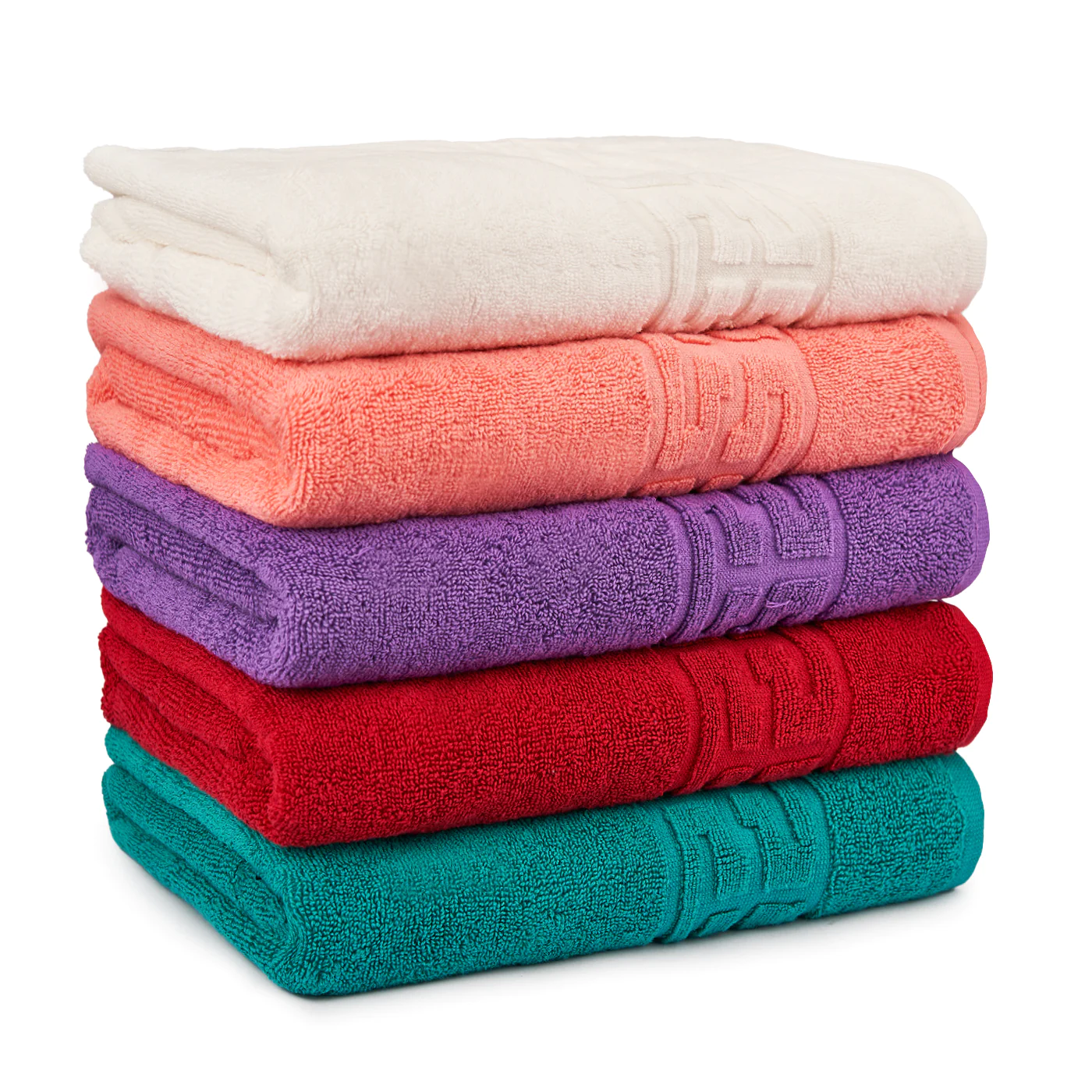 PROSOAPE BUMBAC 100% - Set 5 Prosoape Baie, Bumbac 100% - Alb/Corai/Mov/Rosu/Verde