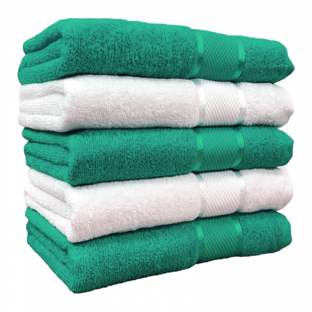 Seturi Cu 5 Prosoape 100% Bumbac - Set 5 Prosoape, Bumbac 100%, 400g/m², Verde/Alb