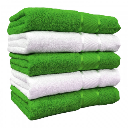 Seturi Cu 5 Prosoape 100% Bumbac - Set 5 Prosoape, Bumbac 100%, 400g/m²,Verde Deschis/Alb
