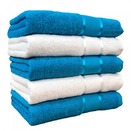 Seturi Cu 5 Prosoape 100% Bumbac - Set 5 Prosoape, Bumbac 100%, 400g/m², Bleu/Alb