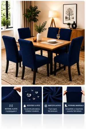 Set 6 Huse Universale Elastice pentru Scaune - Protecție și Aspect Modern