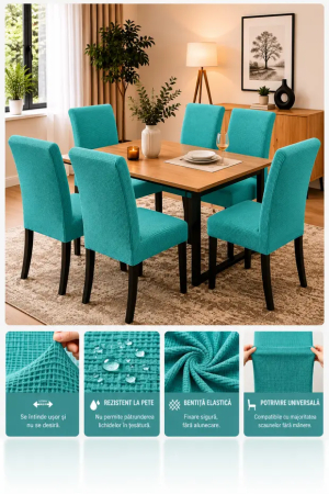 Set 6 Huse Universale Elastice pentru Scaune - Protecție și Aspect Modern