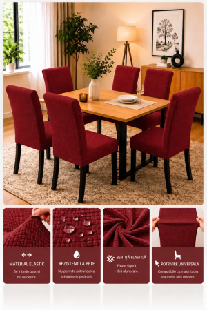 Set 6 Huse Universale Elastice pentru Scaune - Protecție și Aspect Modern