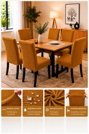 Set 6 Huse Universale Elastice pentru Scaune - Protecție și Aspect Modern