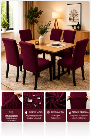 Set 6 Huse Universale Elastice pentru Scaune - Protecție și Aspect Modern