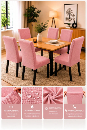 Set 6 Huse Universale Elastice pentru Scaune - Protecție și Aspect Modern