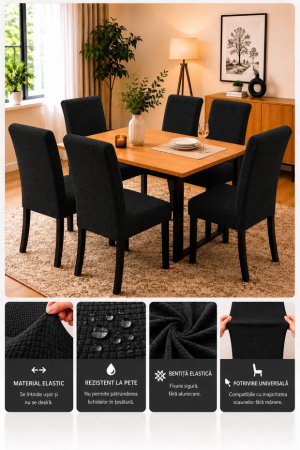 Set 6 Huse Universale Elastice pentru Scaune - Protecție și Aspect Modern