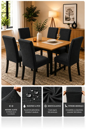Set 6 Huse Universale Elastice pentru Scaune - Protecție și Aspect Modern