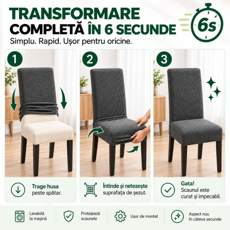 Set 6 Huse Universale Elastice pentru Scaune - Protecție și Aspect Modern [1]