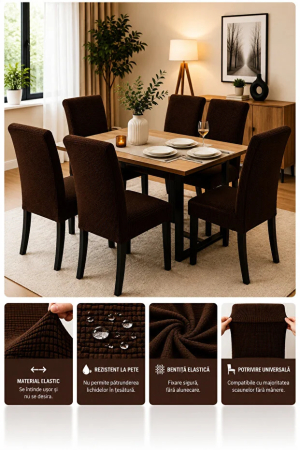 HUSE CANAPELE, SCAUNE & FOTOLII - Set 6 Huse Universale Elastice pentru Scaune - Protecție și Aspect Modern