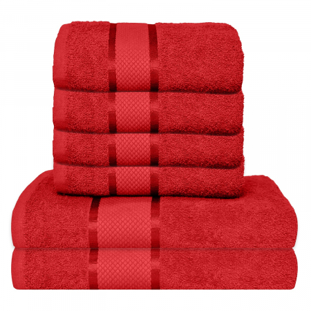Set 6 Prosoape, Bumbac 100% - Set 6 Prosoape, Bumbac 100%, 400g/m², Rosu