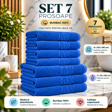 Set 7 Prosoape, Bumbac 100%, 550g/m²